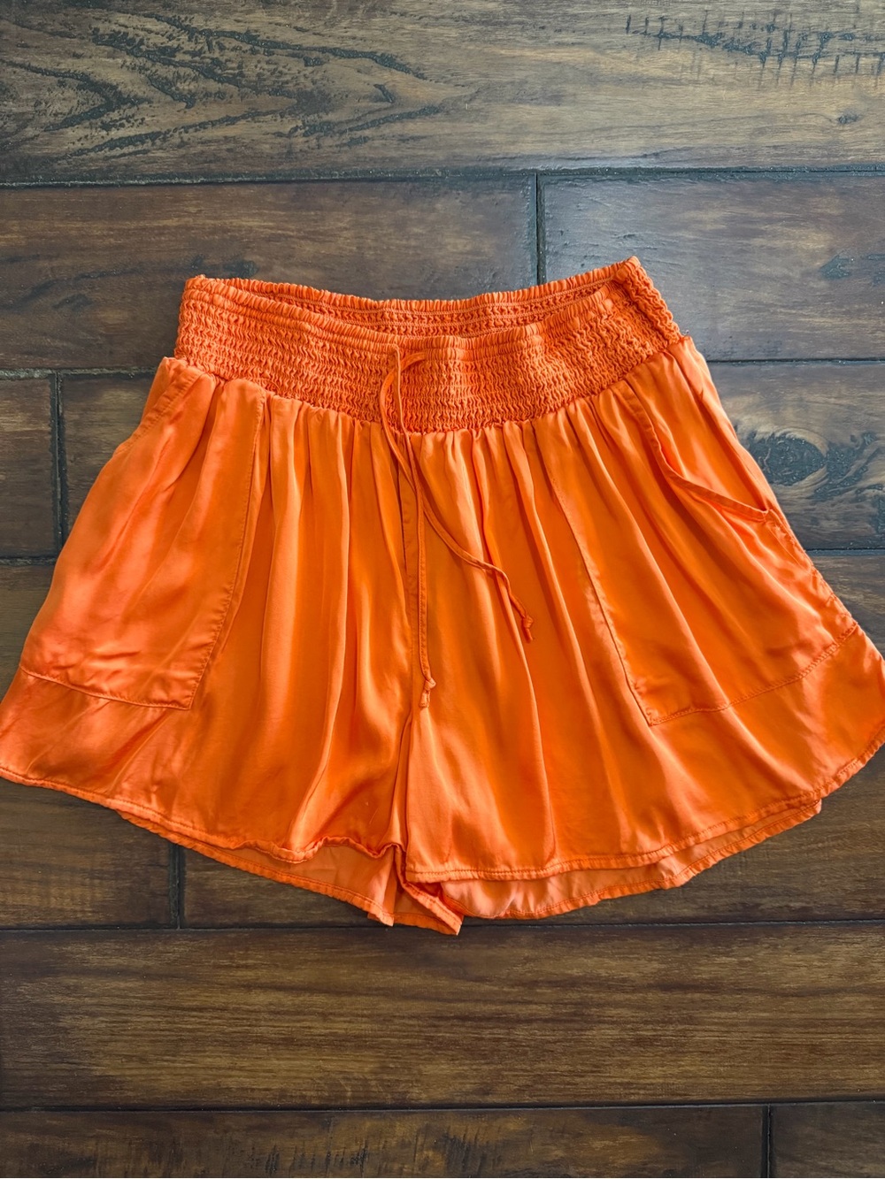 aerie Bright Orange Smocked-Waist Flow Shorts